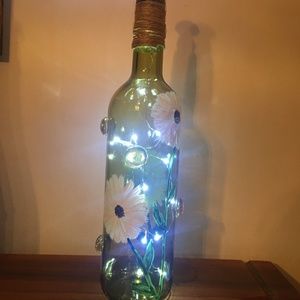 White flower light-up wine bottle